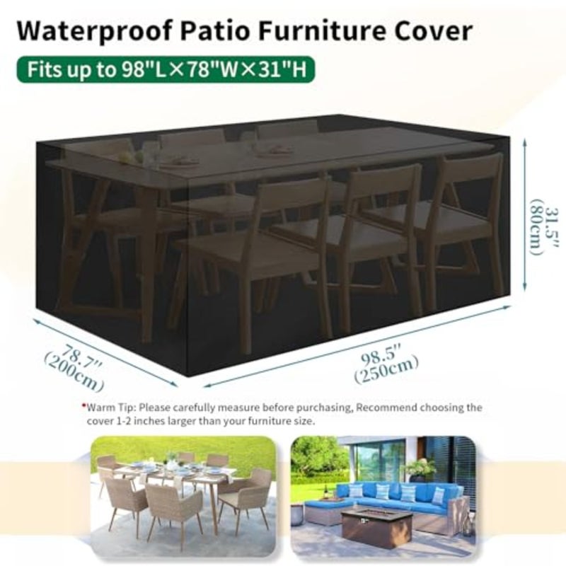 Waterproof Outdoor Furniture Cover, Premium Quality Patio Furniture Covers Dust Proof Anti-UV Heavy Duty Durable Sofa Sectional Table and Chair Cover Large - Image 2