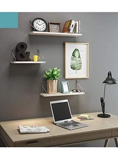 XiuWoo 3 Pack No Drilling Wood Wall Mounted Floating Shelves, Hanging Shelf Storage Rack, Home Display Rack, Plant Shelf, Home Storage Rack with Stainless Steel Bracket for Home, Office  - Image 2