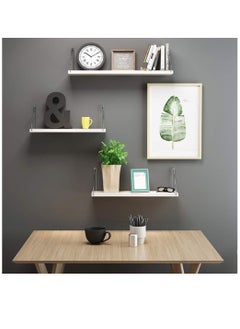 XiuWoo 3 Pack No Drilling Wood Wall Mounted Floating Shelves, Hanging Shelf Storage Rack, Home Display Rack, Plant Shelf, Home Storage Rack with Stainless Steel Bracket for Home, Office  - Image 3