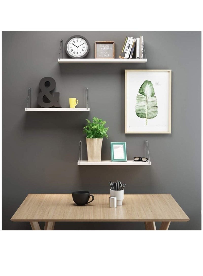 XiuWoo 3 Pack No Drilling Wood Wall Mounted Floating Shelves, Hanging Shelf Storage Rack, Home Display Rack, Plant Shelf, Home Storage Rack with Stainless Steel Bracket for Home, Office - Image 3