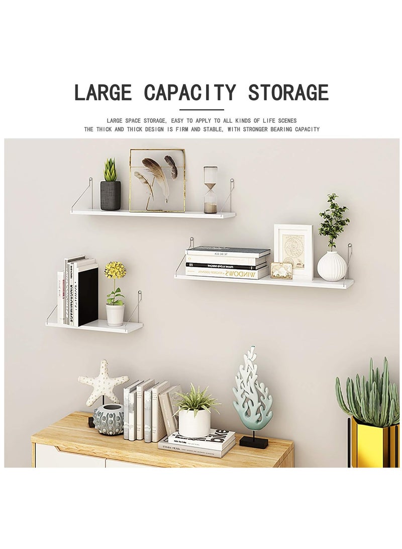 XiuWoo 3 Pack No Drilling Wood Wall Mounted Floating Shelves, Hanging Shelf Storage Rack, Home Display Rack, Plant Shelf, Home Storage Rack with Stainless Steel Bracket for Home, Office - Image 4
