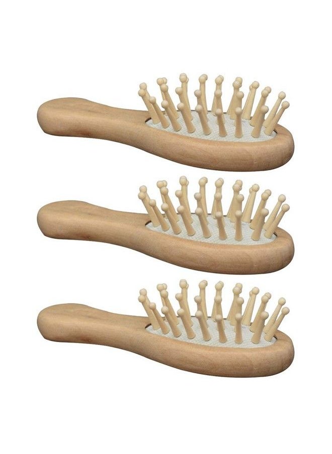 Healifty 1 Set 3Pcs Wooden Hair Brush Mini Bamboo Paddle Brush Airbag Combs Cushion Hair Brush Head Scalp Massage Comb  - Image 2