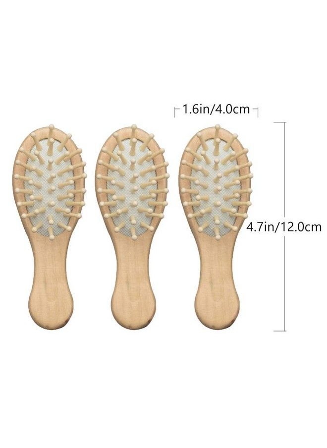 Healifty 1 Set 3Pcs Wooden Hair Brush Mini Bamboo Paddle Brush Airbag Combs Cushion Hair Brush Head Scalp Massage Comb  - Image 4