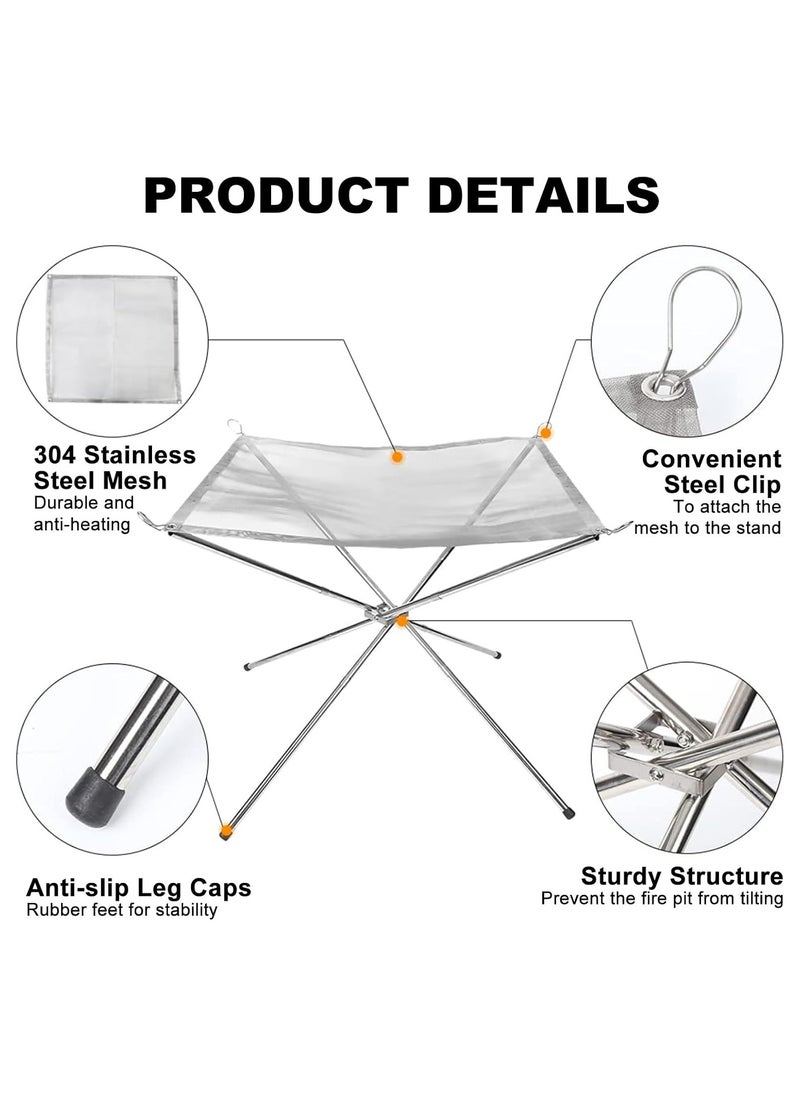 FLYHSO - Portable Folding Campfire Rack Portable Fire Pit for Camping Fire Bowl Foldable Stainless Steel Outdoor Wood Burning - Image 1