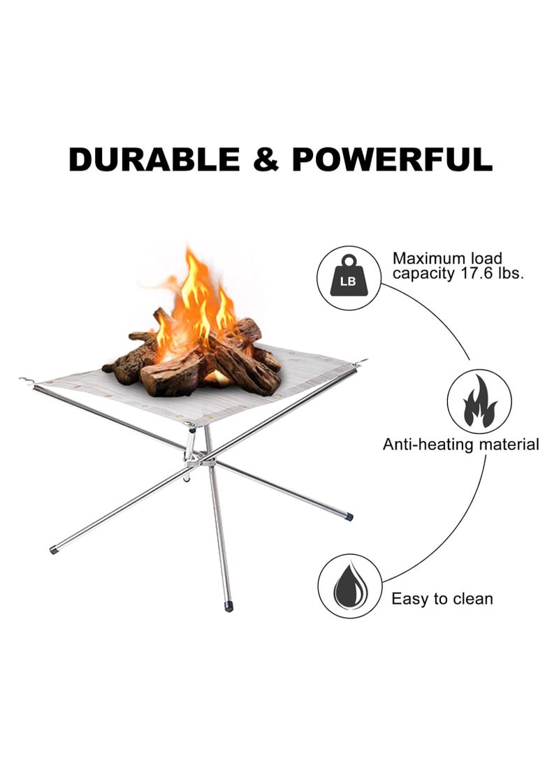 FLYHSO - Portable Folding Campfire Rack Portable Fire Pit for Camping Fire Bowl Foldable Stainless Steel Outdoor Wood Burning - Image 1