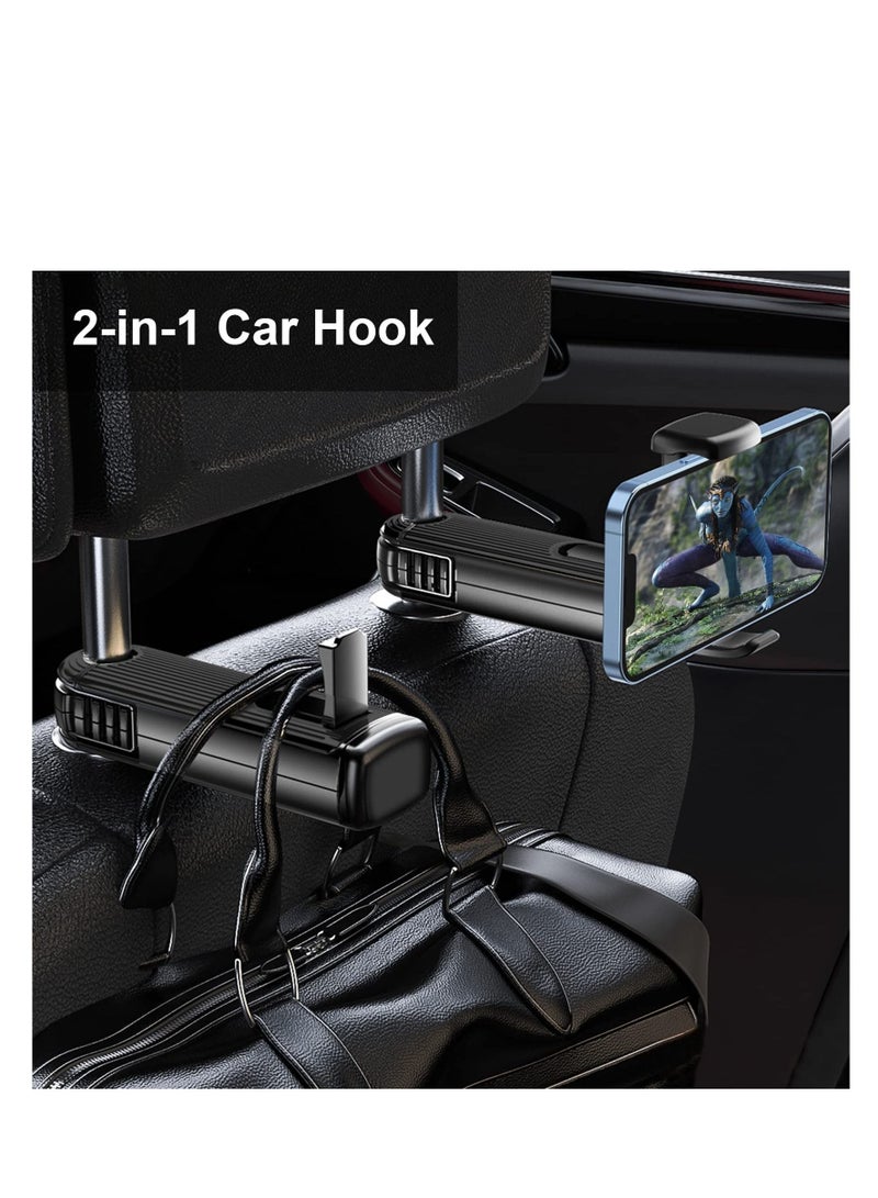 SYOSI Car Headrest Hidden Hook, New Upgraded 2 in 1 Car Seat Hook with Phone Holder, 360° Rotation Car Hooks for Purses and Bags, Grocery Bag & Handbag (3 PCS)  - Image 3