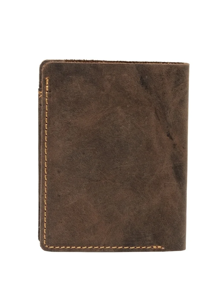 تيك وود Two Fold RFID Genuine  Leather Wallet Brown