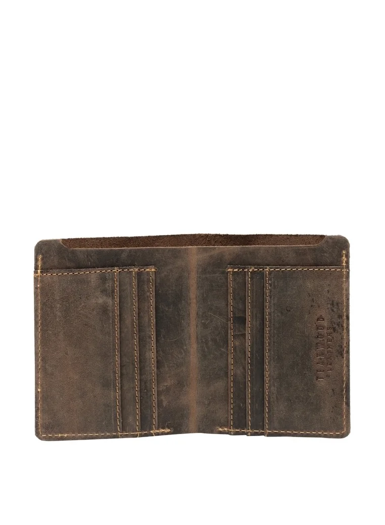 TEAKWOOD brown Teakwood Genuine Leather Bi-Fold Wallet for Men | Brown Slim Wallet | 6 Card Slots | Classic Minimal Design | Lightweight Durable Build | Premium Wallet for Daily Use & Travel for Men | Best Price UAE
