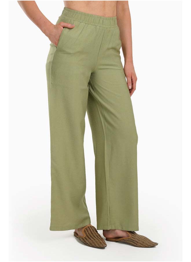 Clue Olive Wide Leg Pants  - Image 2