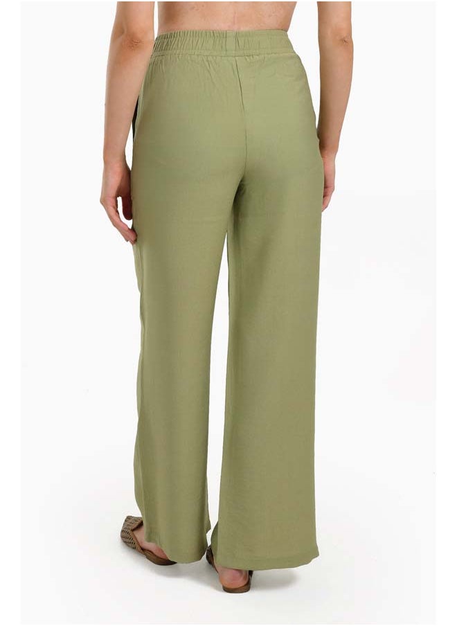 Clue Olive Wide Leg Pants  - Image 3