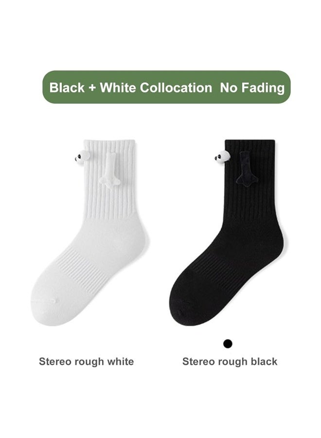 Holding Hands Socks, Couple Magnetic Hand Socks, Unisex Mid Tube Funny Hand In Hand Socks, Couple Holding Hands Socks, Funny Socks, Matching Couple Socks, Mid-Tube Socks (2 Black + 2 White) - Image 5