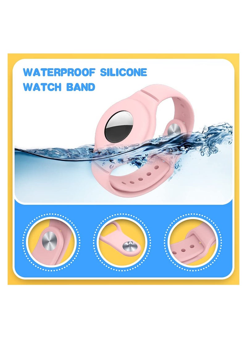 Generic AirTag Bracelet for Kids with Apple AirTag, 2 Pack Silicone Watch Bands with 4 Pack Anti-Scratch Films for Kids, Metal Studs Anti-dropping Wristband for Apple AirTag  - Image 3