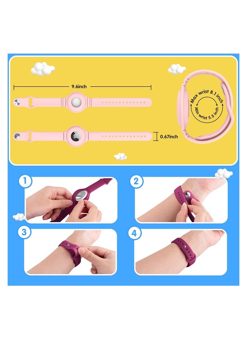 Generic AirTag Bracelet for Kids with Apple AirTag, 2 Pack Silicone Watch Bands with 4 Pack Anti-Scratch Films for Kids, Metal Studs Anti-dropping Wristband for Apple AirTag  - Image 4