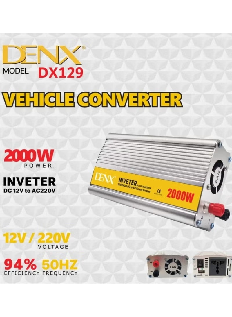 Denx 2000W Car Power Inverter with Fast USB Charging – Portable 220V AC Converter for Electronics, Road Trips, Camping, and Emergency Power Supply - Image 3