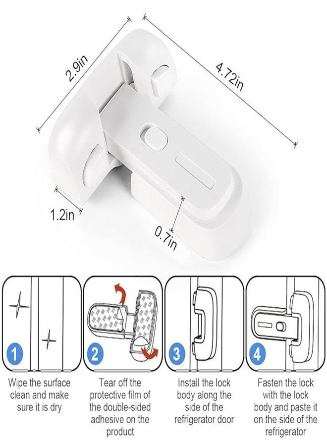 ZITWA Fridge Locks Child Proof Baby Proofing Products Easy Cabinet Door Lock Safety Products Refrigerator Single Self-Adhesive Fridge Lock Kitchen Accessories Items, White - Image 2