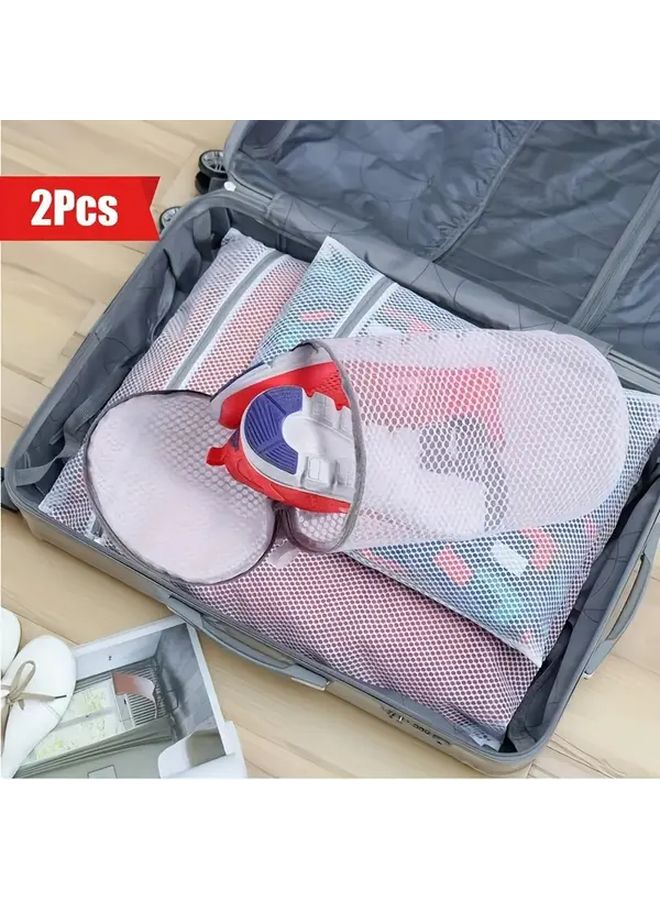 Large Heavy Duty Shoe Washing Bags Set Of 2 With Zipper Mesh Laundry For Machine Travel - Image 1