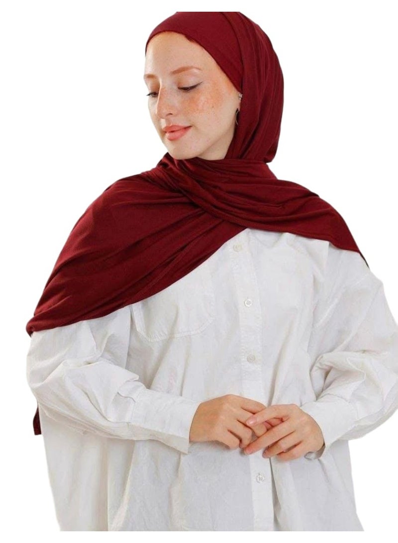 Pure Burgundy Cotton Hijab, 2 Pieces