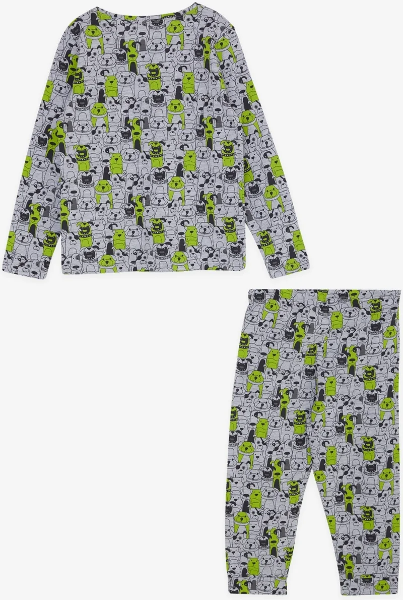 مكاوي Macawı Boy's Pajama Set, Puppy Patterned, Age 3-7, Gray Melange