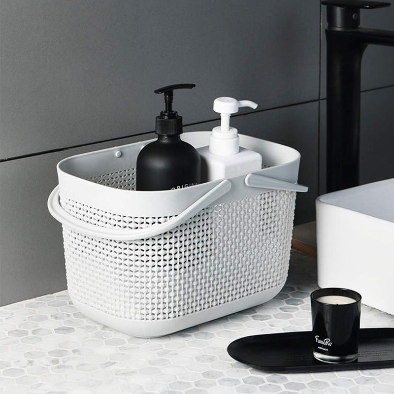 UUJOLY Plastic Organizer Storage Baskets with Handles, Shower Caddy Bins Organizer for Bathroom and kitchen (3 Pack, Grey) - Image 5