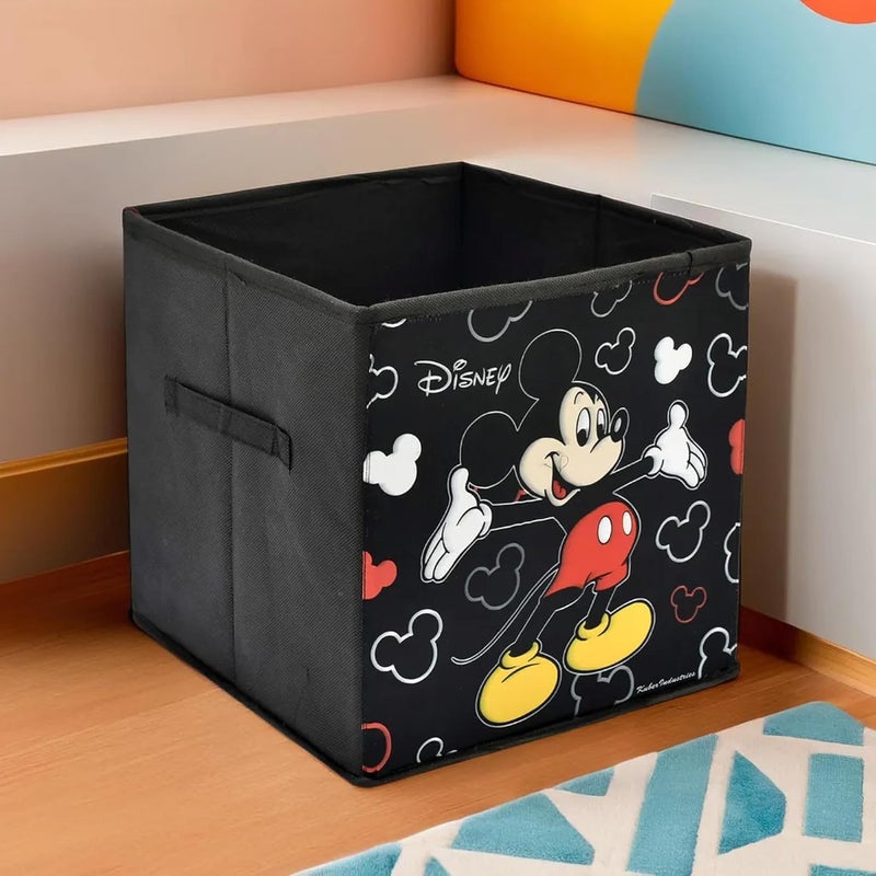 Kuber Industries Foldable Boxes For Storage - Multipurpose Storage Organizer For Clothes | Wardrobe | Closet | Home | Toys | Books - Disney Mickey Print - Undergarment Organizer Basket (Black) - Image 4