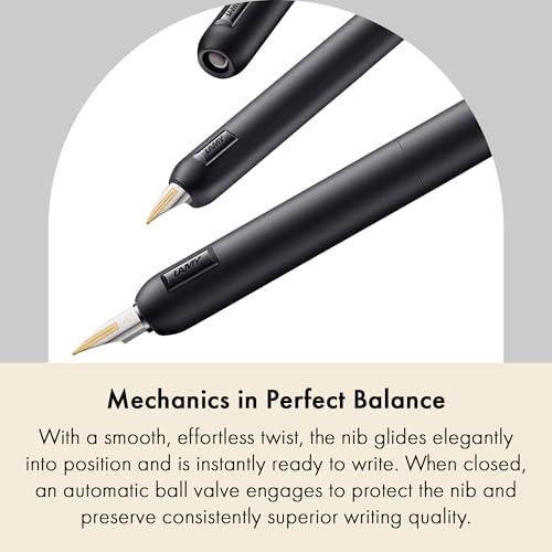 Lamy dialog cc all black capless fountain pen with twist mechanism 14 kt bicolor gold nib partially platinumplated in size F incl ink cartridge T 10 blue converter Z 27 righthanded - Image 3