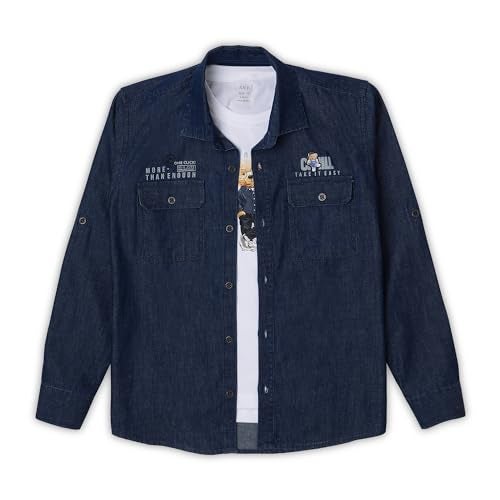 CAVIO Boys Blue Denim Casual Shirt with T-Shirt - Image 1