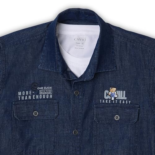 CAVIO Boys Blue Denim Casual Shirt with T-Shirt - Image 5