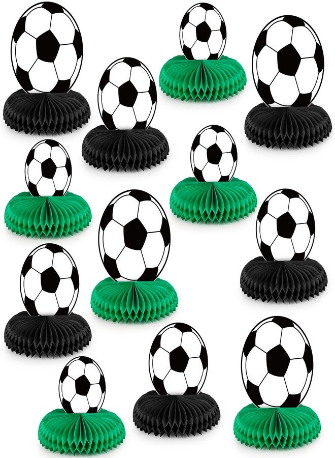 Abilat 12 Pcs Soccer Honeycomb Centerpieces Soccer Party Decorations Table Decorations for Boys Men Sports Themed Birthday Baby Shower Party Supplies - Image 1