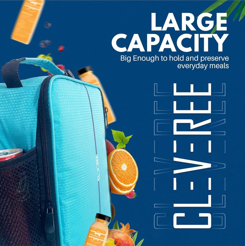 CLEVEREE Lunch Bag for adults teens children and kids for work and school (Lake Blue) - Image 2