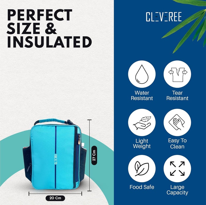CLEVEREE Lunch Bag for adults teens children and kids for work and school (Lake Blue) - Image 4