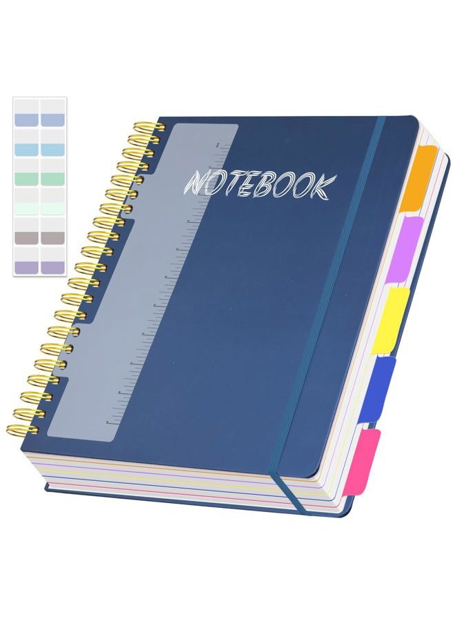 Ouzoustate 5 Subject Notebook College Ruled, 300 Pages A4 Hardcover Spiral Notebook with Removable Dividers Tabs, 8.5" x 11" 100GSM Large Lined Journal Notebooks for Work School - Image 1