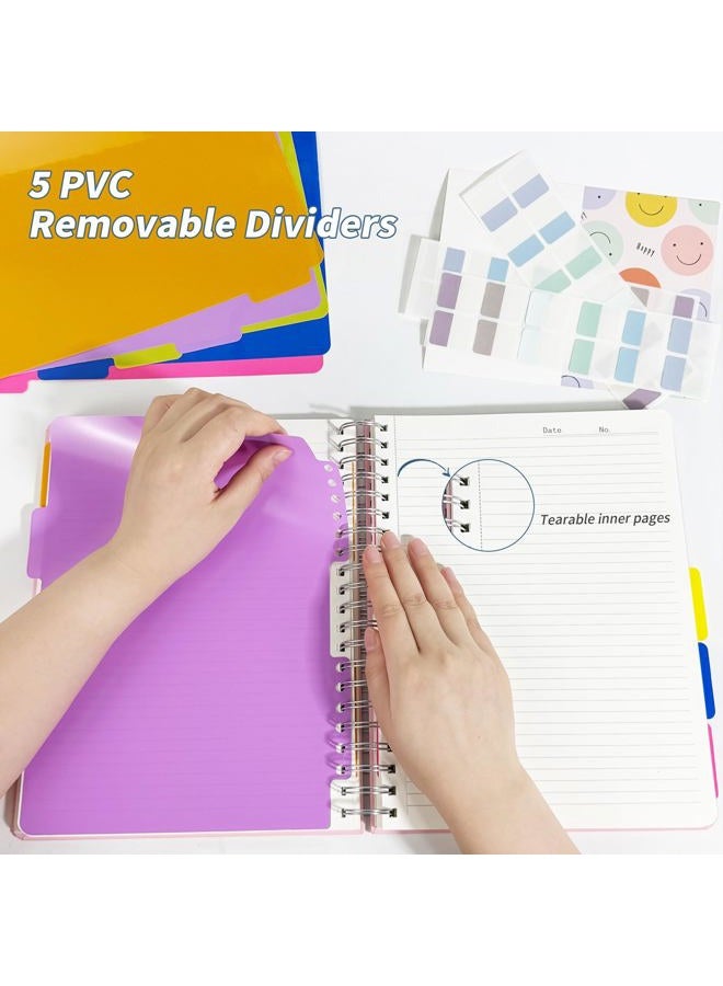 Ouzoustate 5 Subject Notebook College Ruled, 300 Pages A4 Hardcover Spiral Notebook with Removable Dividers Tabs, 8.5" x 11" 100GSM Large Lined Journal Notebooks for Work School - Image 4