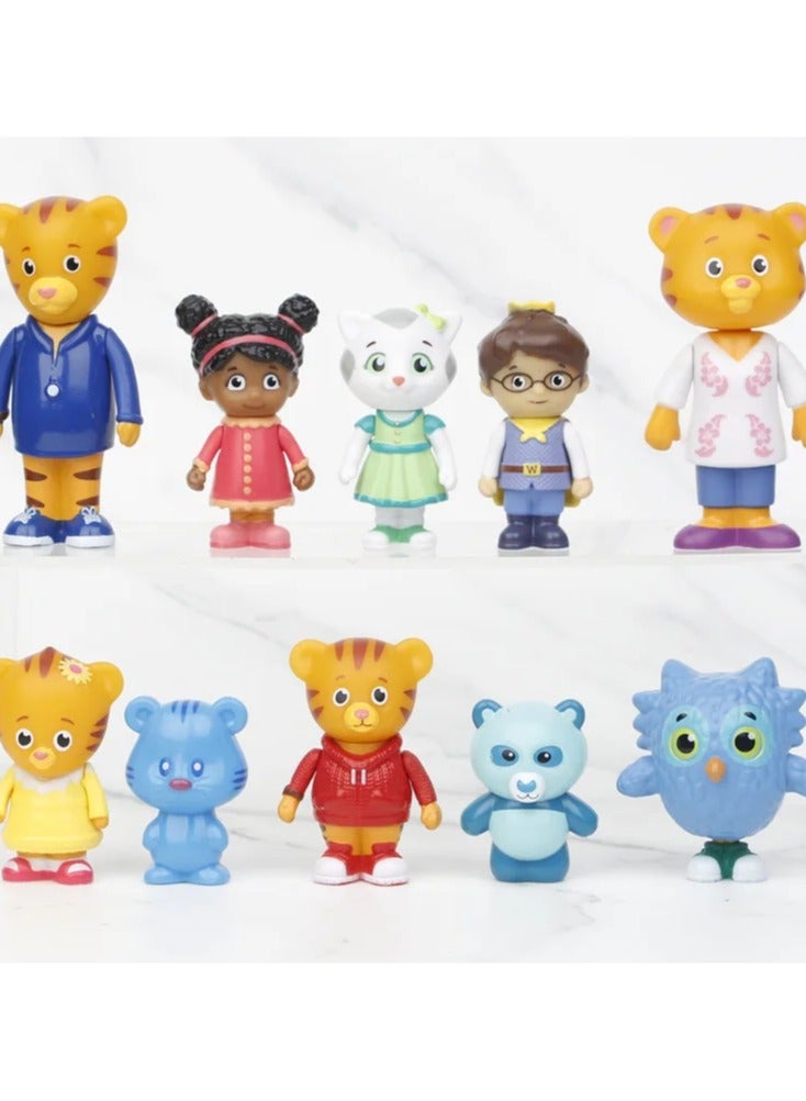 10pc Daniel Tiger's Neighborhood Figure Toy Daniel Tiger Katerina Kittycat O the Owl Miss Elaina Prince Model Doll  - Image 1
