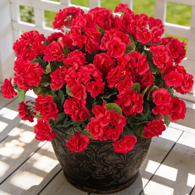 Ammyoo Artificial Geranium Flowers for Outdoors Decoration, Fake Silk Geraniums Flower UV Resistant Look Real Faux Plants for Spring Garden Porch Planter Patio Balcony Yard Table Centerpieces Decor - Image 1