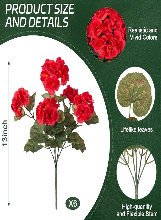 Ammyoo Artificial Geranium Flowers for Outdoors Decoration, Fake Silk Geraniums Flower UV Resistant Look Real Faux Plants for Spring Garden Porch Planter Patio Balcony Yard Table Centerpieces Decor - Image 3