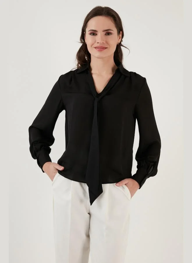 Lela Lela Tie Detail V-Neck Chiffon Shirt Women's SHIRT 611BZ0047