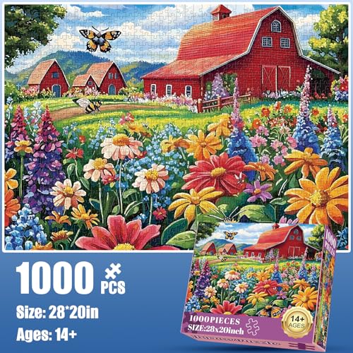 Edsjegn 1000 قطعة لغز للبالغين مزرعة نحل ألغاز فراشات زهور حديقة ألغاز 1000 قطعة لغز المناظر الطبيعية الممتعة للبالغين والأطفال وكبار السن لعبة عائلية تحدي فكرة هدية رائعة 2820 في - Image 5