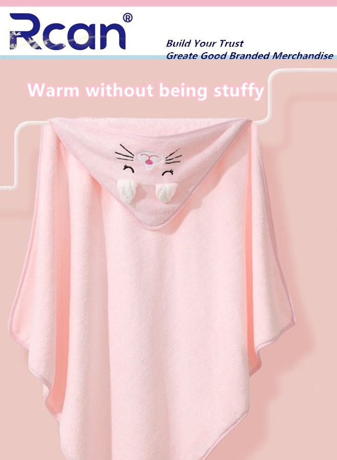 Rcan Baby Hooded Bath Towel, Toddler Soft Absorbent Towel, Baby Bathrobe, Cartoon Animal Design, Machine Washable Blanket, Coral Fleece Cape Style Bath Towel for Baby Boys and Girls - Image 3