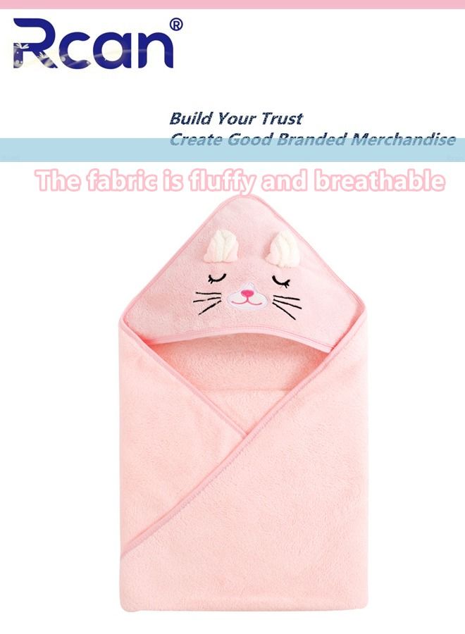 Rcan Baby Hooded Bath Towel, Toddler Soft Absorbent Towel, Baby Bathrobe, Cartoon Animal Design, Machine Washable Blanket, Coral Fleece Cape Style Bath Towel for Baby Boys and Girls - Image 2