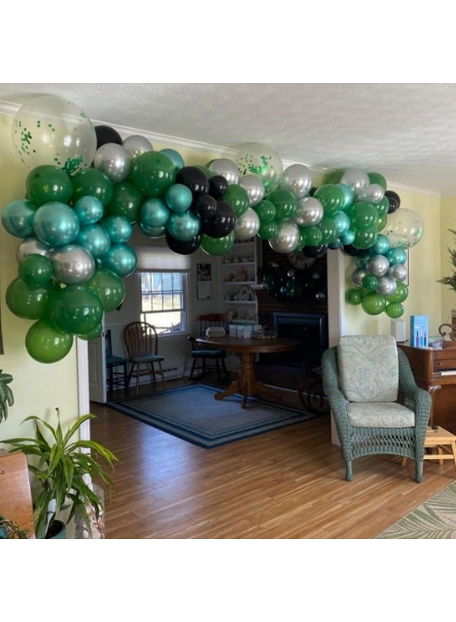 Biapian طقم بالونات داكنة خضراء، 60 قطعة بالونات عيد ميلاد خضراء وسوداء، بالونات كونفيتي سوداء وخضراء، بالونات لاتكس فضية معدنية للهيليوم للأولاد والأطفال لموضوع حفلة ألعاب الفيديو وكرة القدم ولوازم حفلات استقبال المواليد - Image 4