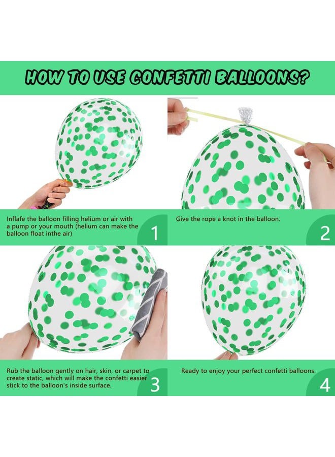 Biapian طقم بالونات داكنة خضراء، 60 قطعة بالونات عيد ميلاد خضراء وسوداء، بالونات كونفيتي سوداء وخضراء، بالونات لاتكس فضية معدنية للهيليوم للأولاد والأطفال لموضوع حفلة ألعاب الفيديو وكرة القدم ولوازم حفلات استقبال المواليد - Image 3