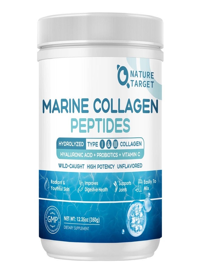 NATURE TARGET Marine Collagen Peptides Powder - Type I & III Collagen with Probiotics, Vitamin C & Hyaluronic Acid for Skin, Hair, Nails, Wild-Caught Fish & Grass-Fed Bovine, 35 Servings - Image 1