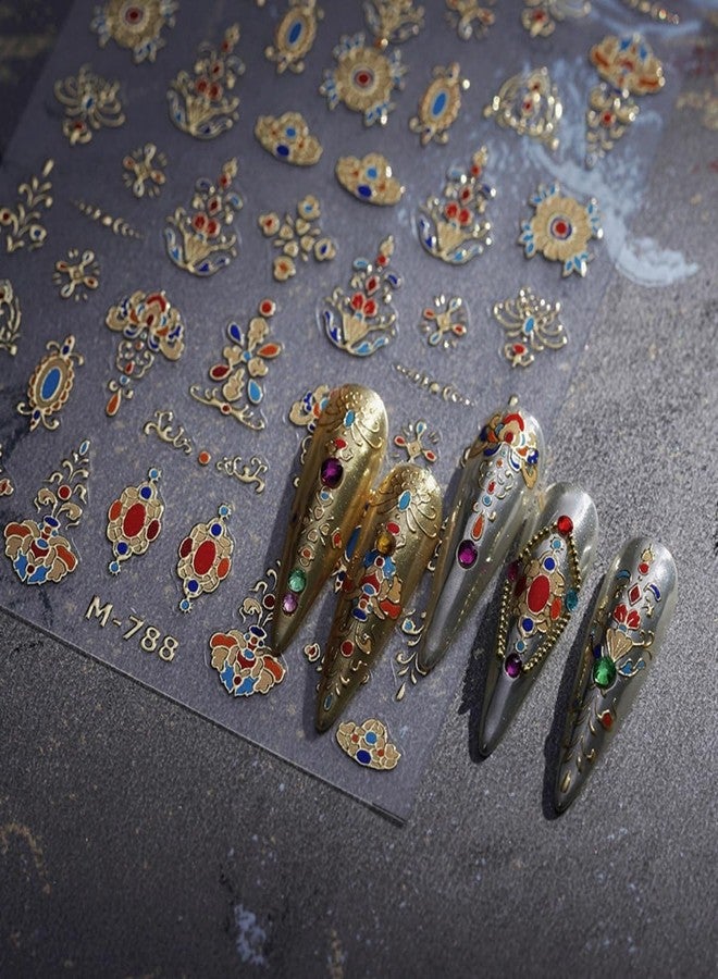TOGZOM 5D Embossed Nail Sticker Luxury Gold Jewelry Nail Art Sticker Self Adhesive Nail Decals Gems Nail Art for Women Manicure Supplies DIY Nails Art Decorations - Image 1