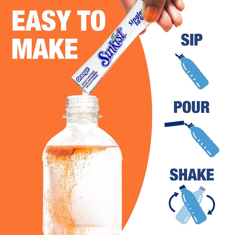 SINGLES TO GO! Sunkist Soda Variety Pack, Singles To Go Orange, Strawberry, Grape and Peach (30 Total Sticks) - Image 2