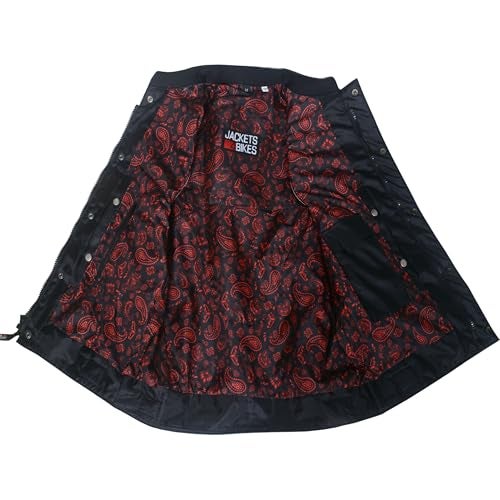 Jackets 4 Bikes SOA Men's Motorcycle Vest, Geniune Buffalo Leather, Back Armor, Inside Pockets, Motorbike Riding Club Vests Paisley Red L - Image 2