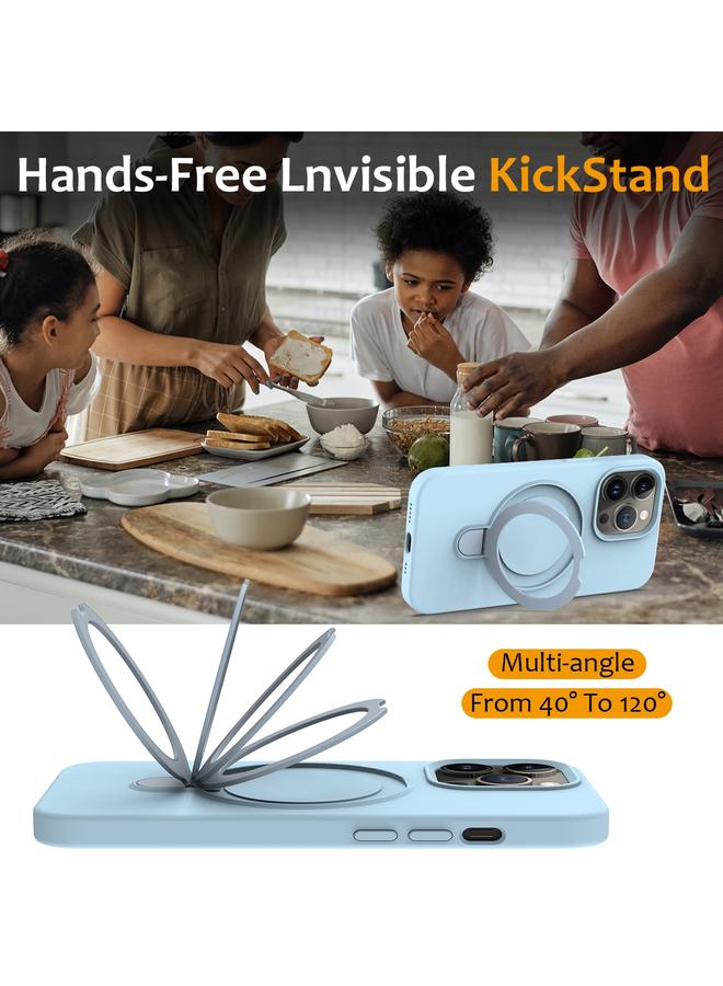 زبون جراب لهاتف iPhone 13 Pro Max مصنوع من السيليكون السائل المغناطيسي MagSafe مع حامل حلقي - Image 5