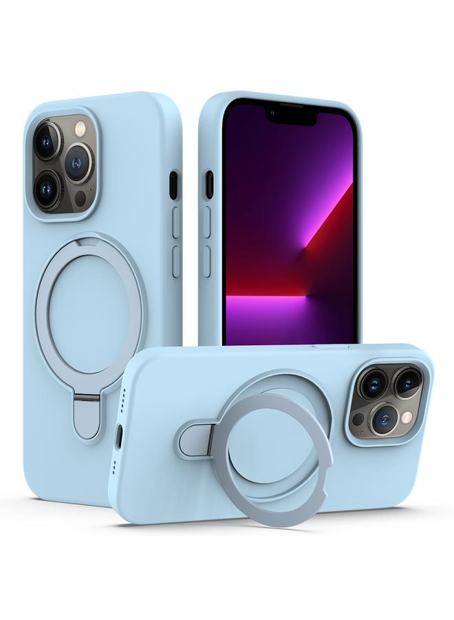 زبون جراب لهاتف iPhone 13 Pro Max مصنوع من السيليكون السائل المغناطيسي MagSafe مع حامل حلقي - Image 1