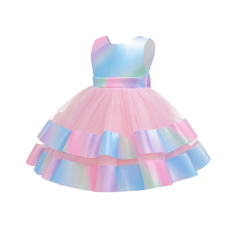 AIMJCHLD Infant Girls Easter Big Bowknot Dresses Baby Little Girls Tulle Lace Wedding Party Ball Gown Dress 3m 6m Rainbow 60 - Image 3