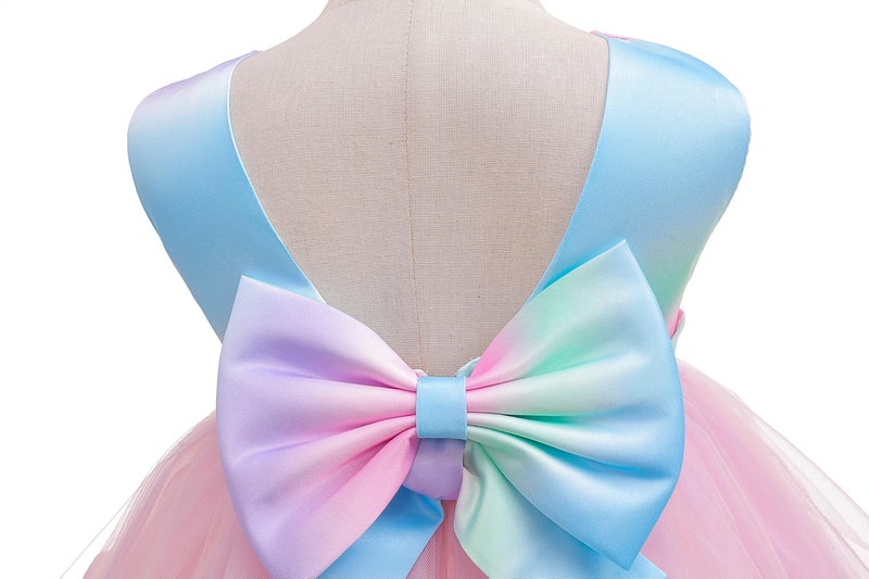 AIMJCHLD Infant Girls Easter Big Bowknot Dresses Baby Little Girls Tulle Lace Wedding Party Ball Gown Dress 3m 6m Rainbow 60 - Image 5