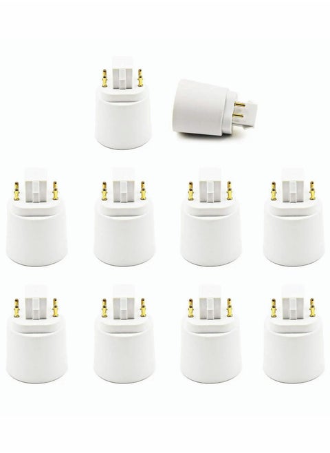 Gx24q to E26 Adapter, Luxvista Gx24q to E26 Lamp Base Converter, G24Q to E26/E27 4 Pin CFL Lamp Base Converter, Remove Bypass The Ballast, 10-Pack